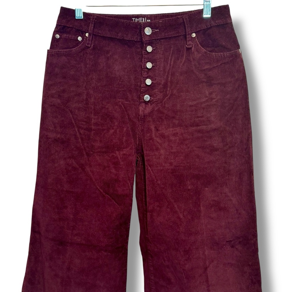 Time and Tru Size 10 High Rise Burgundy Brick Button Up Wide Leg Corduroy Pants - Picture 2 of 10